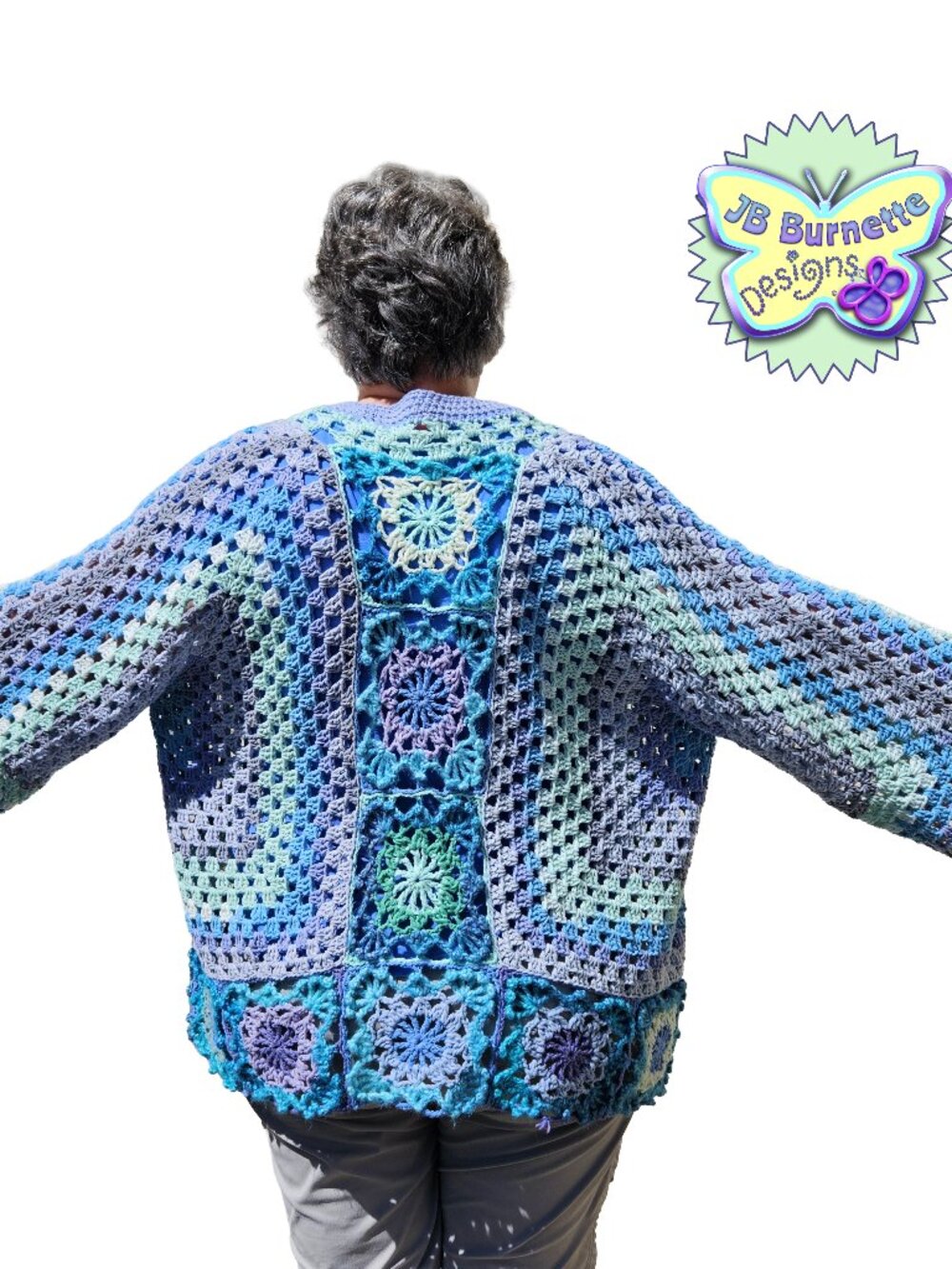 Handmade Crochet Costal Colors Cardigan Sweater, BOHO Beach Fashion
